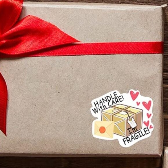 50 HANDLE WITH CARE I'M FRAGILE Sticker Label with Hearts - Picture 5 of 7